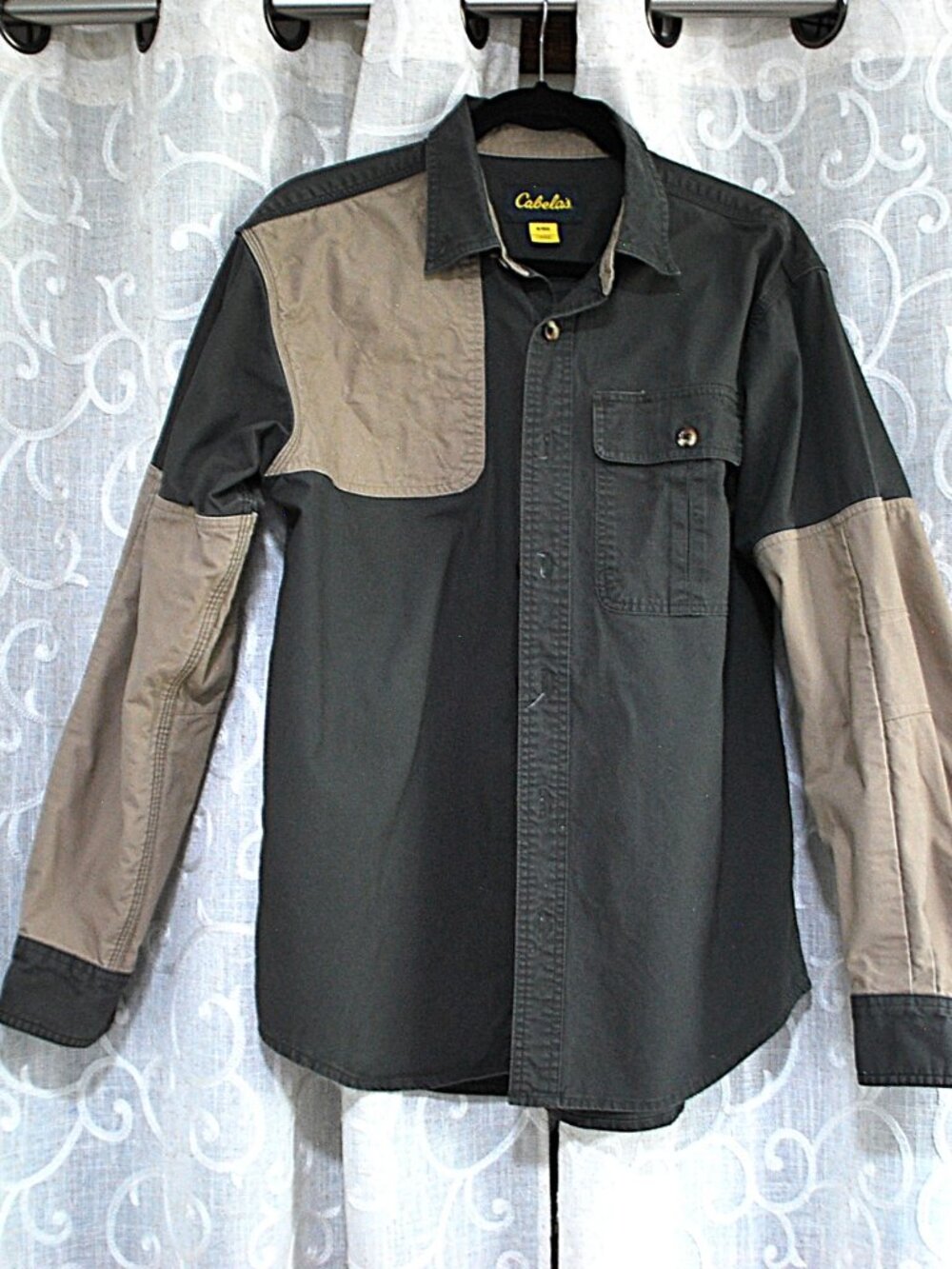 Men's Cabela's Hunting Shirt Green Beige Size M